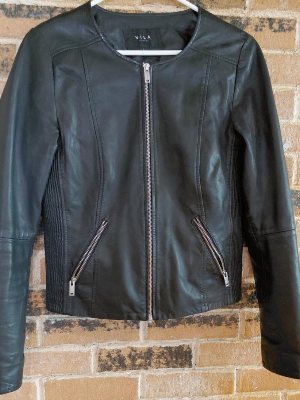 Vila Black Leather Moto Style Jacket
